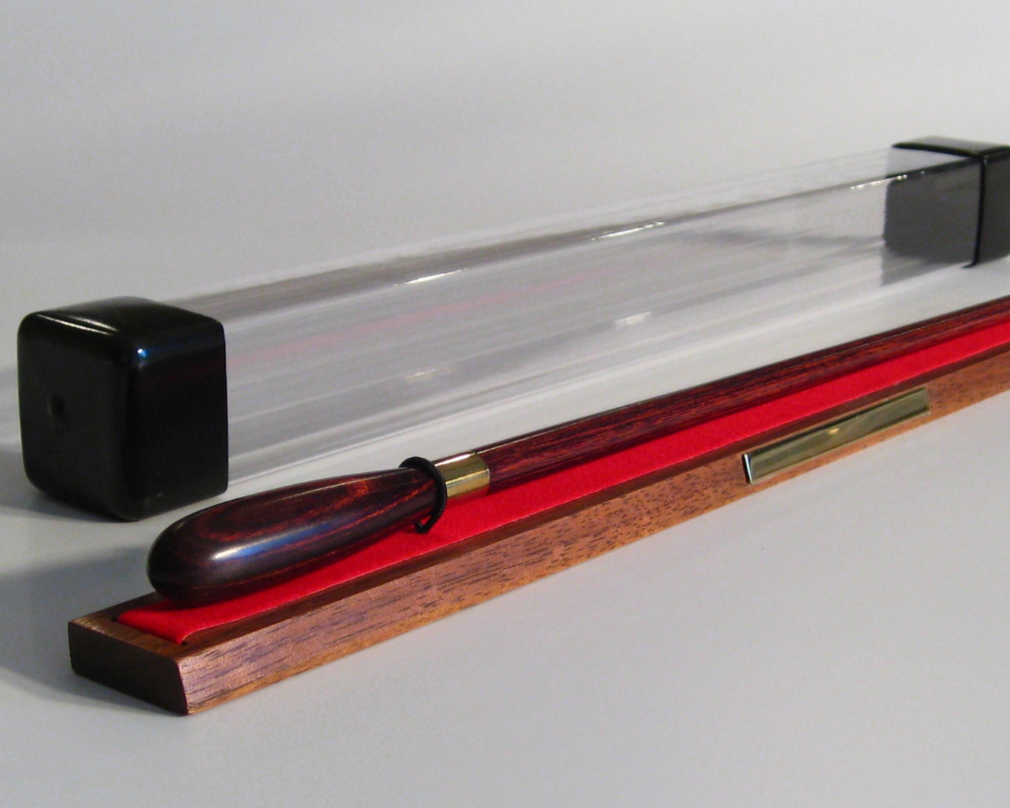 Rosewood Burgundy & Brass Presentation Baton with Case